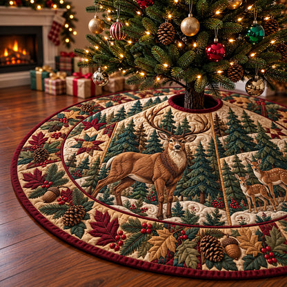 Rustic Deer Heritage Quilted Tree Skirt GFTONPT1804