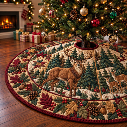 Rustic Deer Heritage Quilted Tree Skirt GFTONPT1804