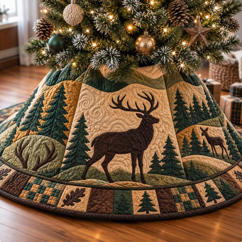 Rustic Deer Whispers Quilted Tree Skirt GFTONPT1807