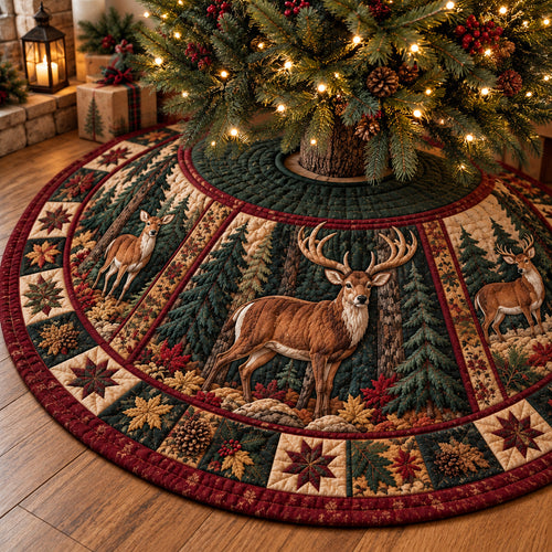 Rustic Deer Wilderness Quilted Tree Skirt GFTONPT1809