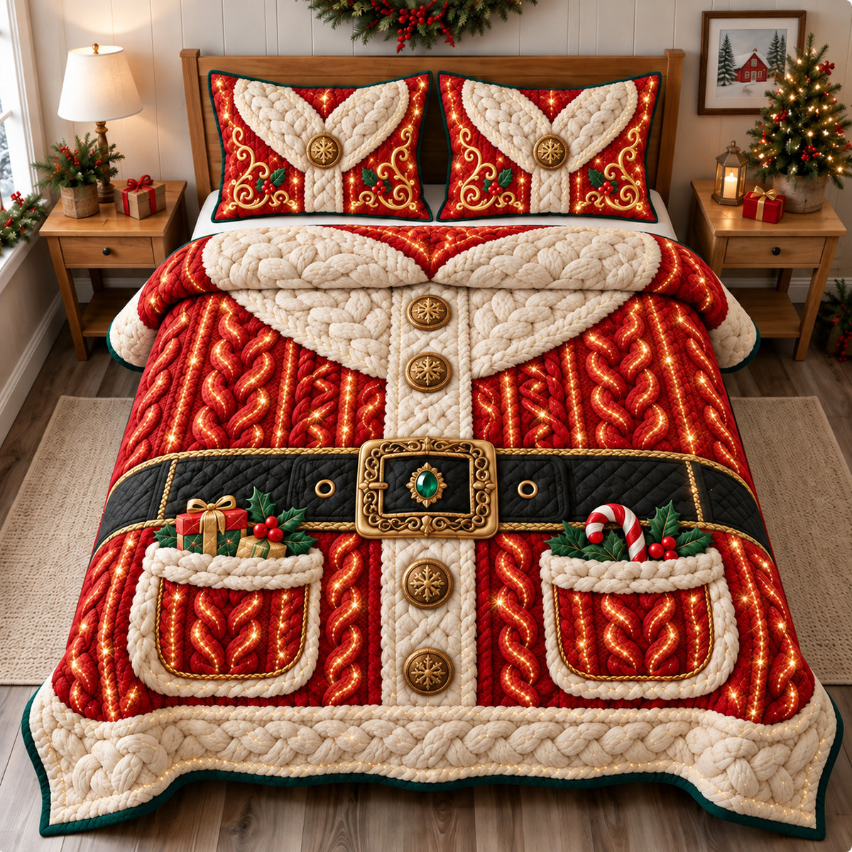 Santa Claus Costume 3-Piece Quilted Bedding Set GFTONPT1810