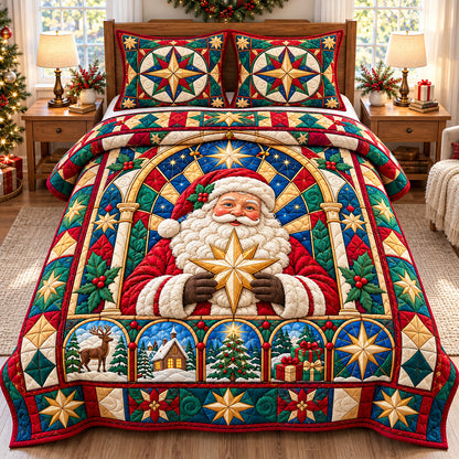 Santa Claus Festivity 3-Piece Quilted Bedding Set GFTONPT1811