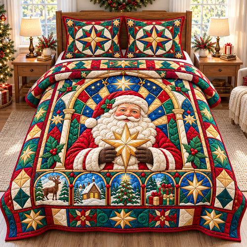 Santa Claus Festivity 3-Piece Quilted Bedding Set GFTONPT1811