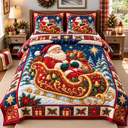 Santa Claus Joyfulness 3-Piece Quilted Bedding Set GFTONPT1812