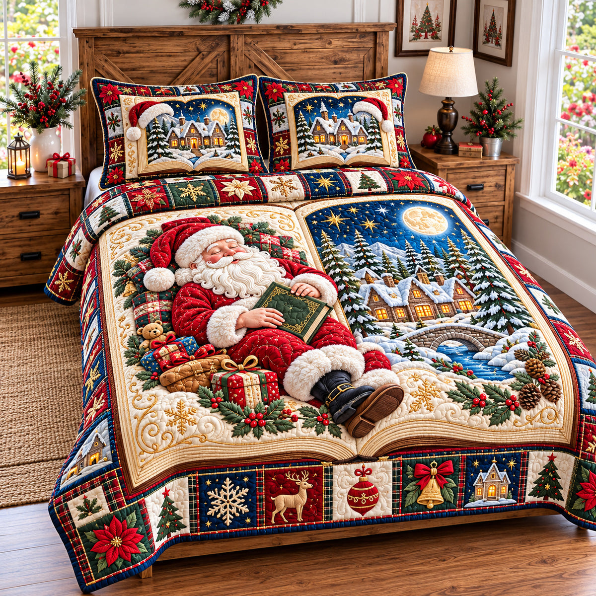 Santa Claus Story 3-Piece Quilted Bedding Set GFTONPT1813
