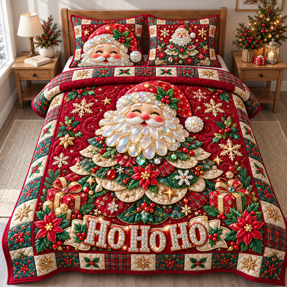 Santa Claus Delights 3-Piece Quilted Bedding Set GFTONPT1815