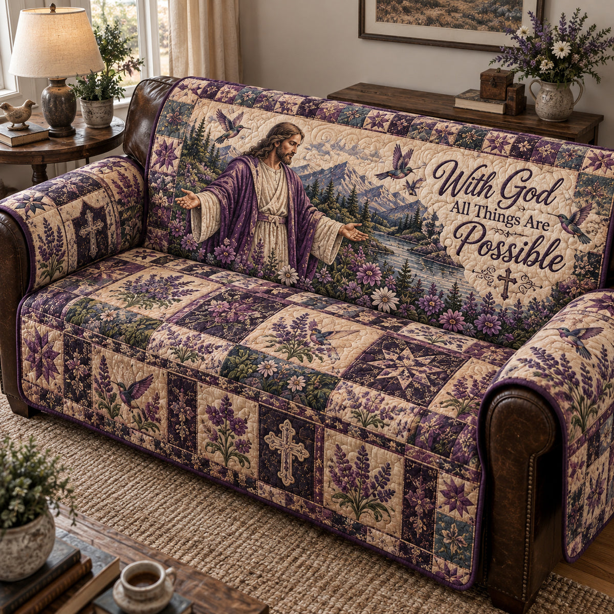 God Sacred Promise Quilted Sofa Cover GFTONPT1819