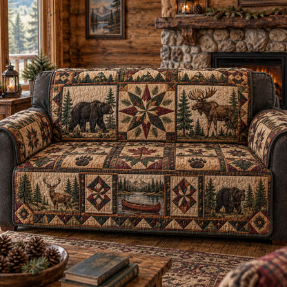 Rustic Woodland Charm Quilted Sofa Cover GFTONPT1822