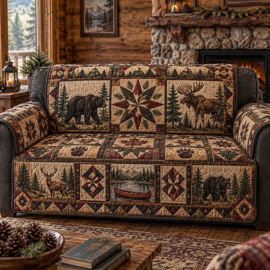 Rustic Woodland Charm Quilted Sofa Cover GFTONPT1822