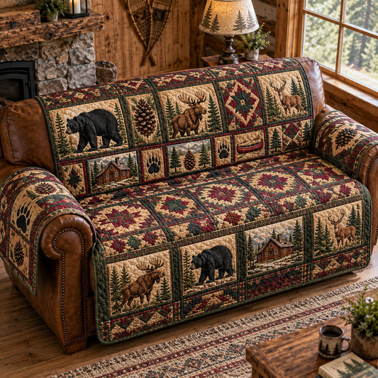 Rustic Woodland Enchantment Quilted Sofa Cover GFTONPT1823