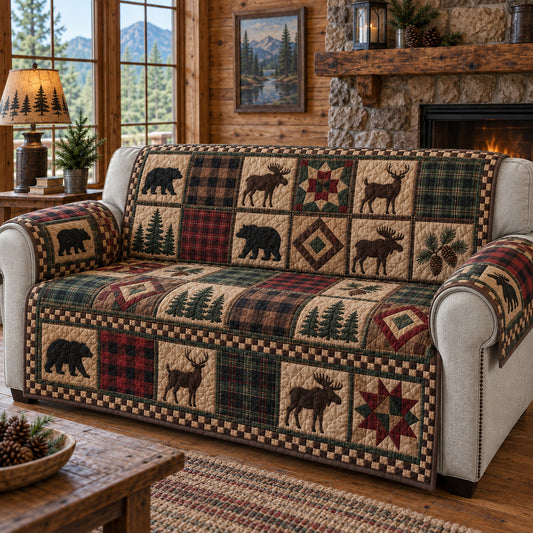 Rustic Woodland Sanctuary Quilted Sofa Cover GFTONPT1824