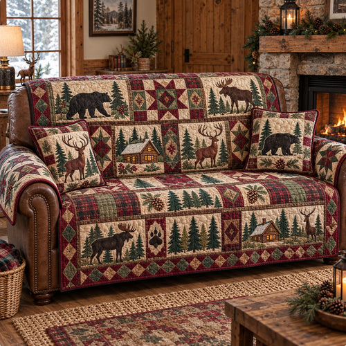 Rustic Woodland Wonders Quilted Sofa Cover GFTONPT1825