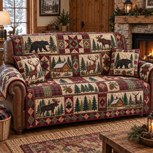 Rustic Woodland Wonders Quilted Sofa Cover GFTONPT1825