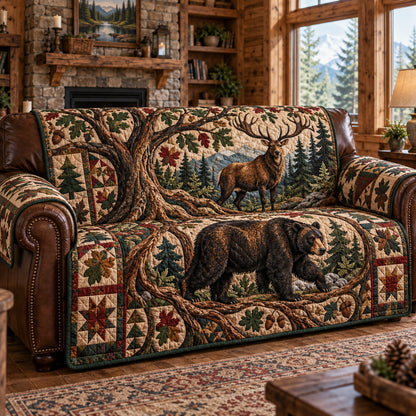 Rustic Woodland Memories Quilted Sofa Cover GFTONPT1827