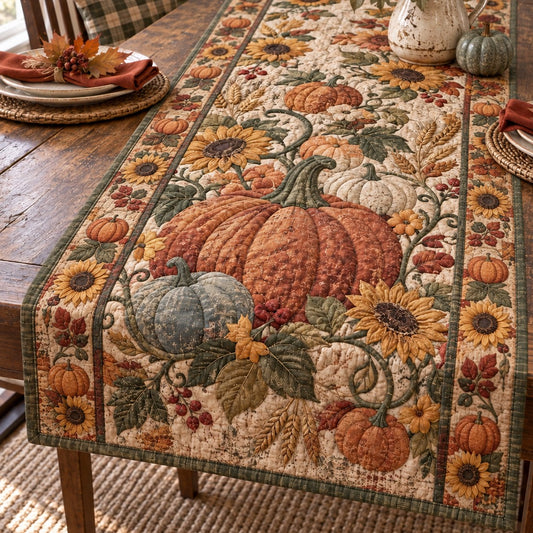 Pumpkin Rustic Elegance Quilted Table Runner GFTONPT1845