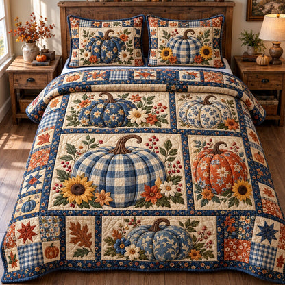 Rustic Pumpkin Heritage 3-Piece Quilted Bedding Set GFTONPT1857