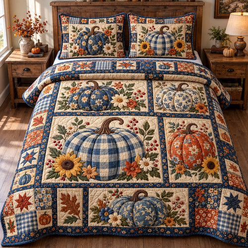 Rustic Pumpkin Heritage 3-Piece Quilted Bedding Set GFTONPT1857