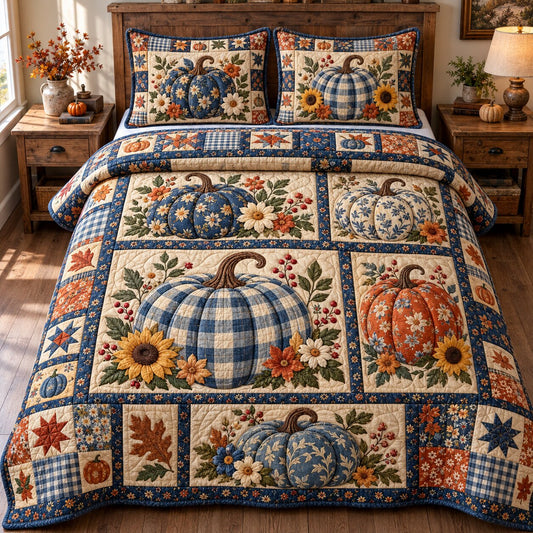 Rustic Pumpkin Heritage 3-Piece Quilted Bedding Set GFTONPT1857