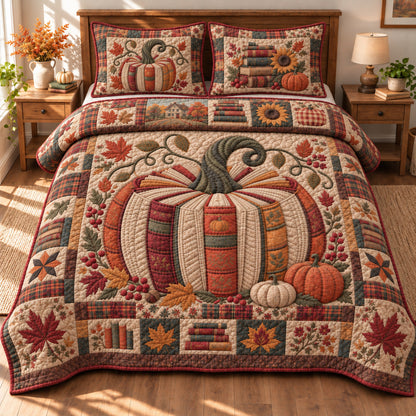 Rustic Pumpkin Elegance 3-Piece Quilted Bedding Set GFTONPT1860