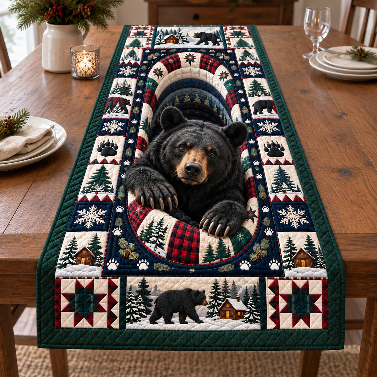 Bear Wilderness Legend Quilted Table Runner GFTONPT1876