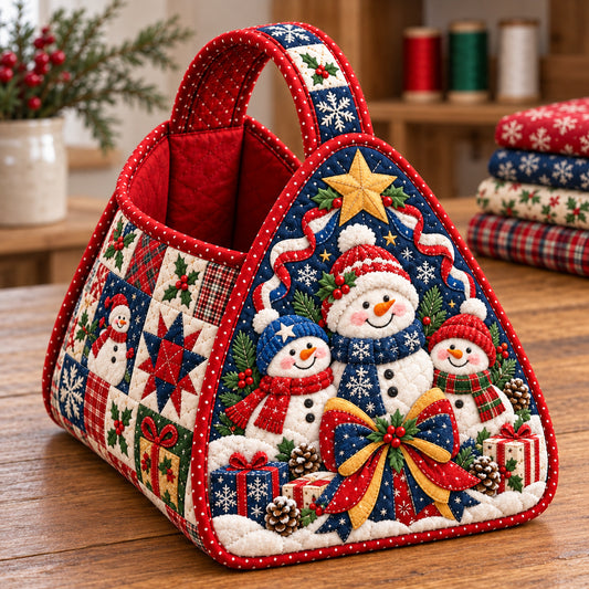Snowman Icy Enchantment Christmas Quilted Basket GFTONPT1886