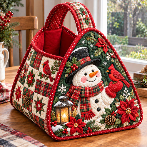 Snowman Festive Spirits Christmas Quilted Basket GFTONPT1887