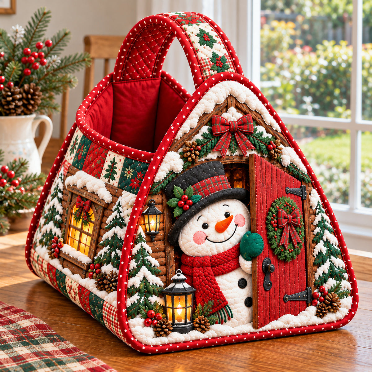 Snowman Crystal Fantasy Christmas Quilted Basket GFTONPT1888