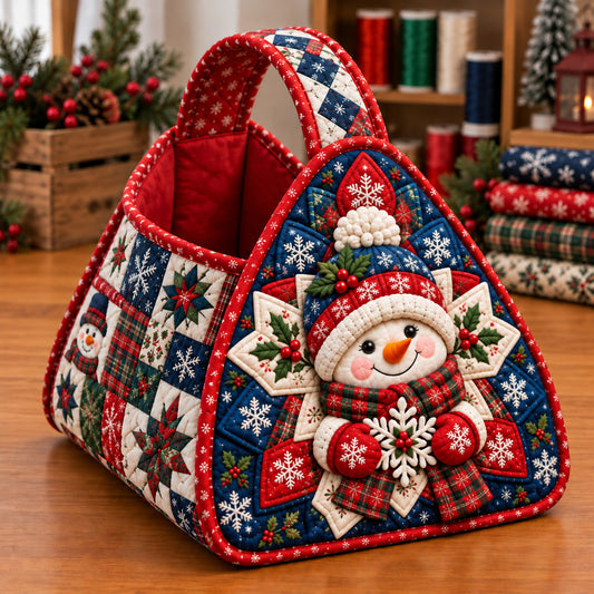 Snowman Merry Wonderland Christmas Quilted Basket GFTONPT1889
