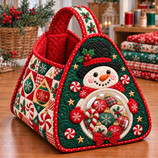 Snowman Cozy Memories Christmas Quilted Basket GFTONPT1890