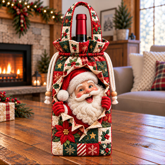 Santa Claus Patchwork Quilted Bottle Carrier Bag GFTONPT1895