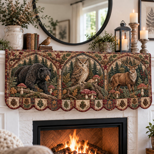 Rustic Woodland Folklore Quilted Mantel Scarf GFTONPT1900