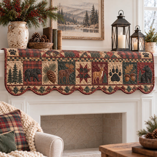 Rustic Woodland Hideaway Quilted Mantel Scarf GFTONPT1901