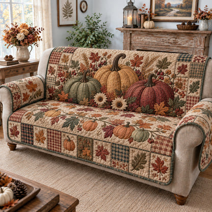 Rustic Pumpkin Homestead Quilted Sofa Cover GFTONPT1909