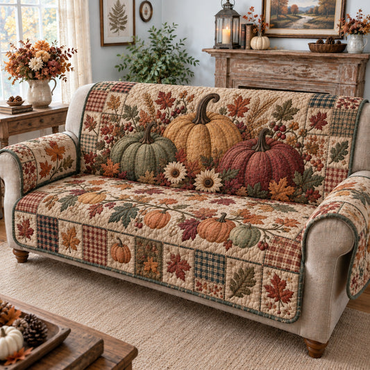 Rustic Pumpkin Homestead Quilted Sofa Cover GFTONPT1909