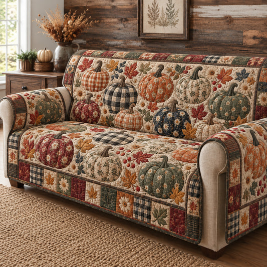 Rustic Pumpkin Heirloom Quilted Sofa Cover GFTONPT1910