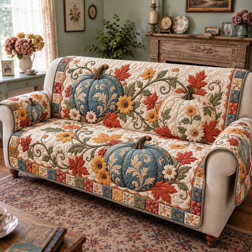 Rustic Pumpkin Patchwork Quilted Sofa Cover GFTONPT1912