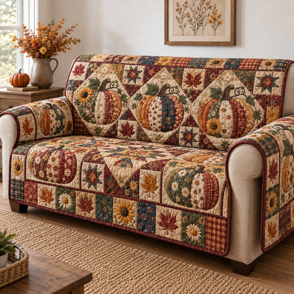 Rustic Pumpkin Harvesting Quilted Sofa Cover GFTONPT1913