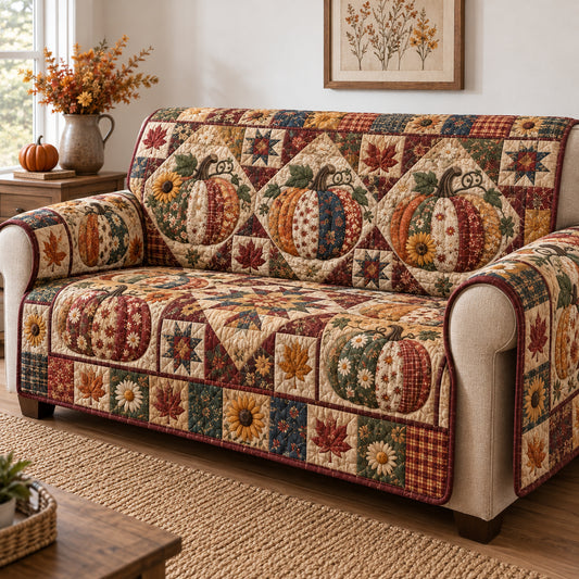 Rustic Pumpkin Harvesting Quilted Sofa Cover GFTONPT1913