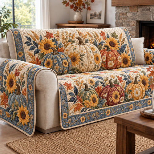 Rustic Pumpkin Keepsakes Quilted Sofa Cover GFTONPT1914