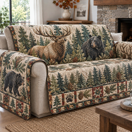 Rustic Forest Mystique Quilted Sofa Cover GFTONPT1915