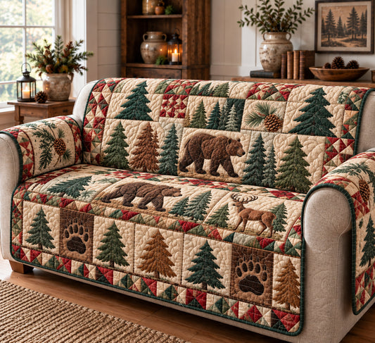 Rustic Forest Wilderness Quilted Sofa Cover GFTONPT1916