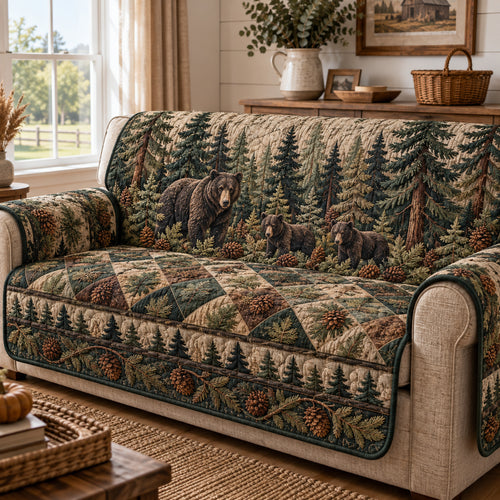 Rustic Forest Folklore Quilted Sofa Cover GFTONPT1917