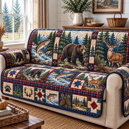 Rustic Forest Sanctuary Quilted Sofa Cover GFTONPT1918