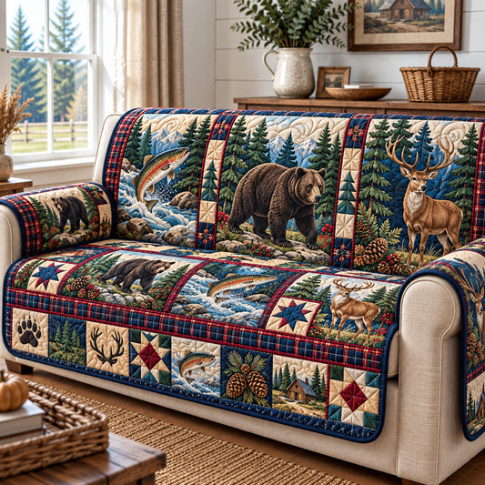 Rustic Forest Sanctuary Quilted Sofa Cover GFTONPT1918