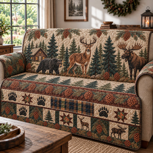 Rustic Forest Tapestry Quilted Sofa Cover GFTONPT1920