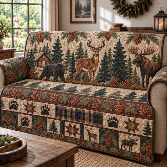 Rustic Forest Tapestry Quilted Sofa Cover GFTONPT1920