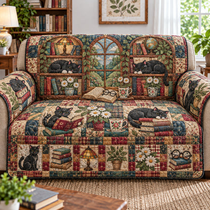 Cat Book Wonderland Quilted Sofa Cover GFTONPT1921