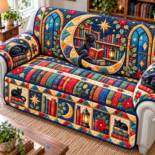 Cat Book Adventure Quilted Sofa Cover GFTONPT1923