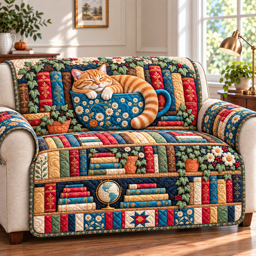 Cat Book Chronicles Quilted Sofa Cover GFTONPT1926