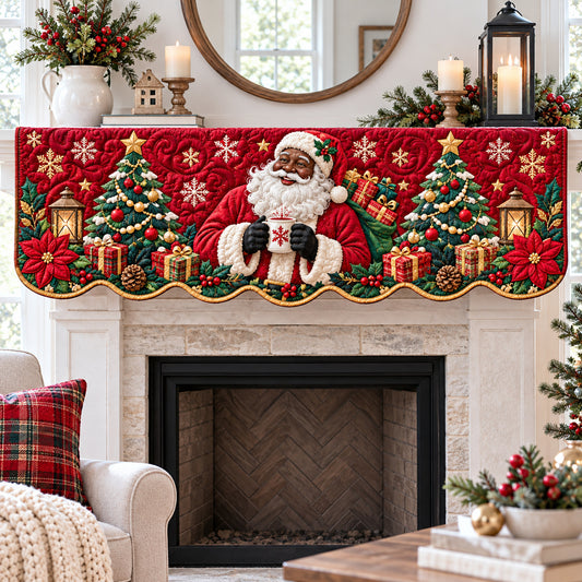 Black Santa Magic Quilted Mantel Scarf GFTONPT1927
